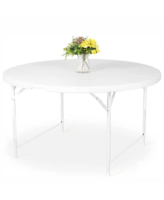 Slickblue 53" Round Portable Folding Table – Ideal Plastic Dining Table for 6-8 Guests