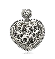 Suzy Levian Pave Cubic Zirconia Sterling Silver Heart Pendant