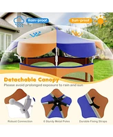 Gymax 64'' Kids Trampoline w/ Detachable Canopy Safety Enclosure Net Foam Handle Orange
