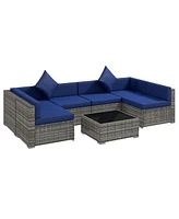 Outsunny 7pc Sectional Wicker Patio Furniture Set, Mixed and