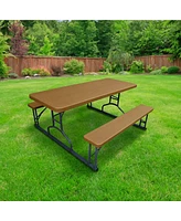 Plastic Development Group 6 Foot Picnic Table for Indoor and Outdoor Use, Brown