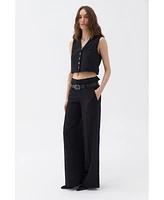 Nocturne Women's Double Waist Belted Pants