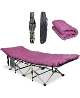 Slickblue Folding Sleeping Cot with Mattress – Camping Bed for Easy Transport