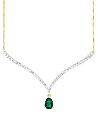 Grown With Love Emerald (1-1/2 ct. t.w.) & Lab Diamond (1 Fancy 18" Pendant Necklace 14k Gold (Also Ruby S