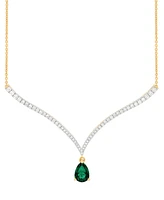 Grown With Love Emerald (1-1/2 ct. t.w.) & Lab Diamond (1 Fancy 18" Pendant Necklace 14k Gold (Also Ruby S