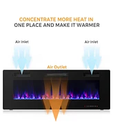 Sugift 50 Inch Recessed Ultra Thin Electric Fireplace with Timer