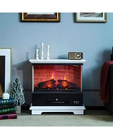 Sugift 27 Inch Freestanding Electric Fireplace with 3-Level Vivid Flame Thermostat