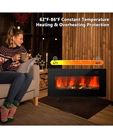Skonyon 36 Inch Electric Wall Mounted Freestanding Fireplace with Remote Control-Black