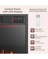 Skonyon 23 Inches 750W/1500W Electric Fireplace Heater with Alter Flame Color and Brightness