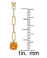 Lab Grown Blue Topaz Paperclip Link Drop Earrings (1-1/8 ct. t.w.) in 14k Gold-Plated Sterling Silver (Also available in Lab Grown Citrine)