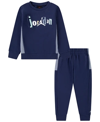 Jordan Toddler Boys Jumpman Team Blocked Crewneck Top & Jogger Pants, 2 Piece Set