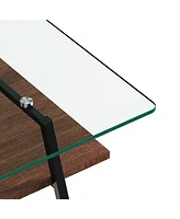 Slickblue Modern Rectangle Coffee Table with Tempered Glass Top and Metal Legs for Living Room