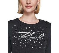 Karl Lagerfeld Paris Women's Embellished Logo Sweater