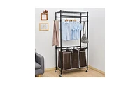 Slickblue Heavy-Duty Sorting Hamper with Commercial Grade Clothes Rack for Efficient Laundry Organization