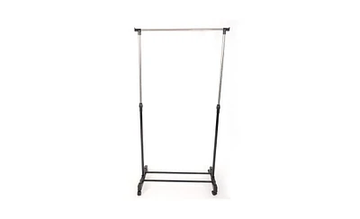 Slickblue Vertical & Horizontal Stretching Clothes Rack with Shoe Shelf - Single-Bar Design