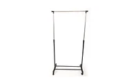 Slickblue Vertical & Horizontal Stretching Clothes Rack with Shoe Shelf - Single-Bar Design