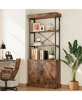 gaomon Tall Bookshelf with Doors 73.62in Industrial Storage Open Rack Shelf