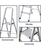 Slickblue 3-Step Folding Ladder Non-Slip Platform Stool with 330 lbs Load Capacity