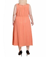 Ny Collection Plus Sleeveless Surplice Vertical Stripe Dress