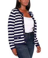 Belldini Plus Black Label Nautical Stripe Open-Front Cardigan Sweater