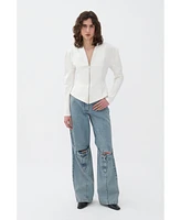 Nocturne Women's Front Zippered Blouse