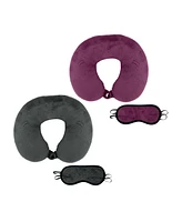 Pursonic 2 Memory Foam Travel Pillows with Sleep Masks by – Ultimate Comfort for Couples on the Go