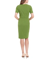 London Times Women's Button-Trim Sheath Dress