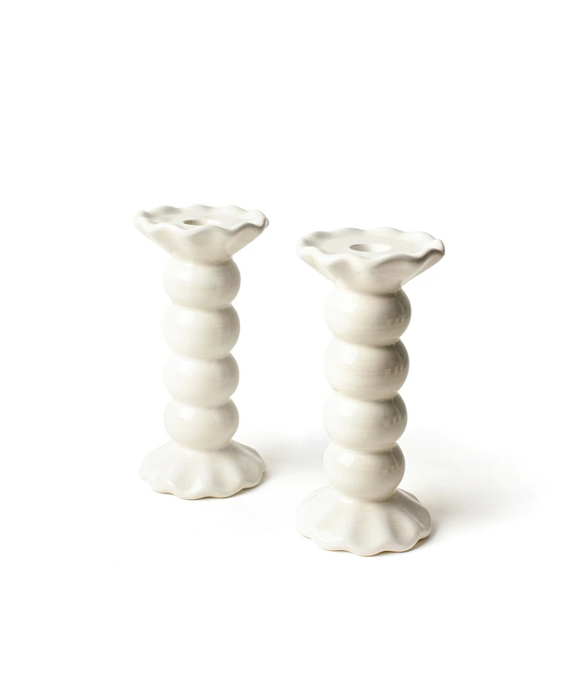 Coton Colors Signature Medium Knobbed Candle Holder with Ruffle, Set of 2