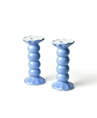 Coton Colors Signature Medium Knobbed Candle Holder with Ruffle, Set of 2