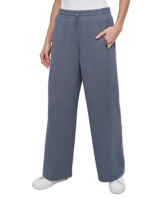 Dkny Sport Women's Highline Ribbed Wide-Leg Pants