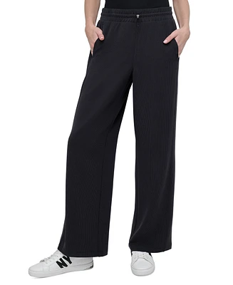 Dkny Sport Women's Highline Ribbed Wide-Leg Pants