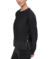 Dkny Sport Women's Tech Ribbed Side-Zip Sweatshirt