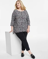 Jm Collection Plus Printed Jacquard Swing Top, Exclusively at Macy's