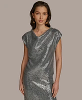 Donna Karan New York Women's Cap Sleeve Sequin Top