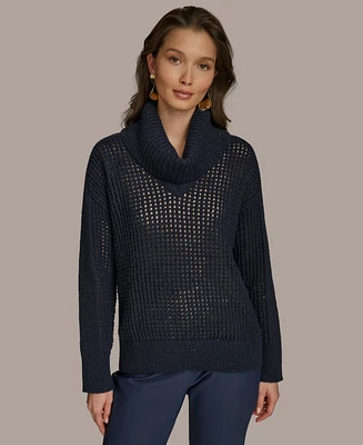 Donna Karan New York Women's Cutout Sequin Turtleneck Sweater