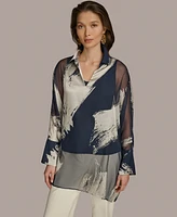 Donna Karan New York Women's Metallic Print Tunic