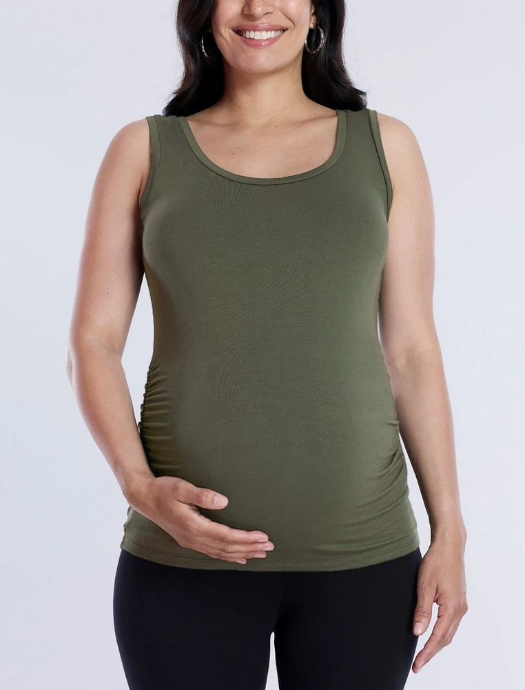 Motherhood Maternity Scoop Neck Side-Ruched Tank Top