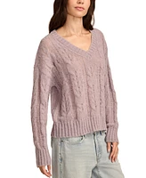 Lucky Brand Women's Cable-Knit Mohair V-Neck Sweater