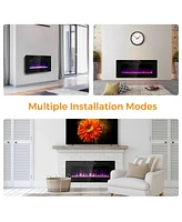 Skonyon 42 Inch Recessed Ultra Thin Electric Fireplace with Timer