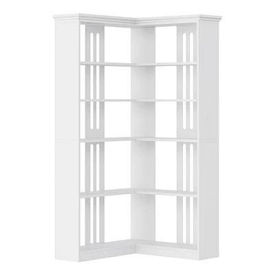 gaomon Corner Bookshelf 72.8in Farmhouse Bookcase Large Bookshelf