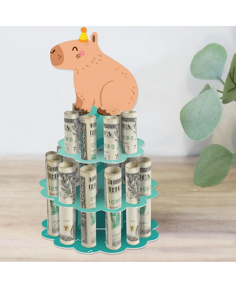 Big Dot of Happiness Capy Birthday - Diy Capybara Party Money Holder Gift - Cash Cake - Assorted Pre