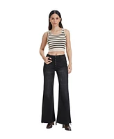 Bayeas Women's High Rise Wide Leg With Frayed Hem