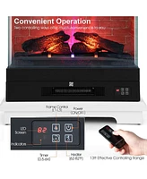 Sugift 27 Inch Freestanding Electric Fireplace with 3-Level Vivid Flame Thermostat-Black