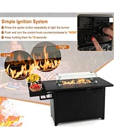Sugift 52 Inches Outdoor Wicker Gas Fire Pit Propane Fire Table with Cover