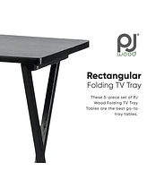 Pj Wood Folding Tv Tray Tables with Compact Storage Rack, 5 Piece Set