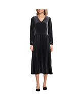 Lands' End Women's Velvet and Satin Duet Midi Dress