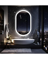 Wisfor 500 x 800mm Oval Led Bathroom Vanity Mirror with Backlit Dimmable 3 Lights Anti-fog