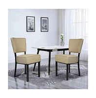 Slickblue Modern Pu Leather Dining Chairs Set of 2 – Mid Back Side Chairs with Stainless Steel Legs