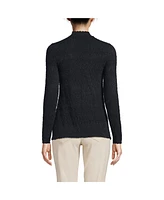 Lands' End Women's Long Sleeve Brushed Lace Mock Neck Top