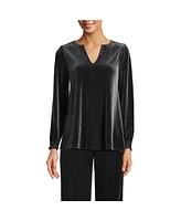 Lands' End Women's Long Sleeve Velvet Blouse